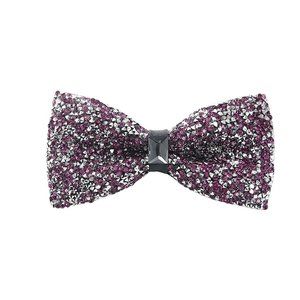Mens Womens Rhinestone Bow Tie Satin Sequin Purple